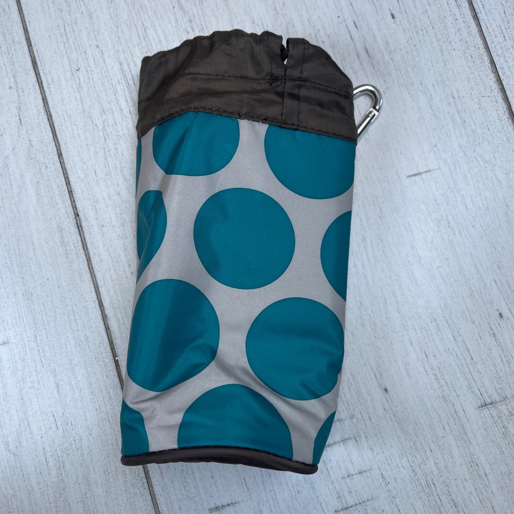 Thirty-One Thermal Bottle Sleeve Teal Polka Dot OS Excellent Insulated Carabiner
